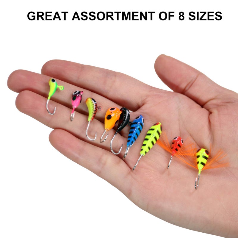 THKFISH Ice Fishing Jigs Ice Fishing Lures Ice Fishing Gear Ice Small Fishing Tackle Kit Crappie Panfish Jigs D-9pcs - Image 4